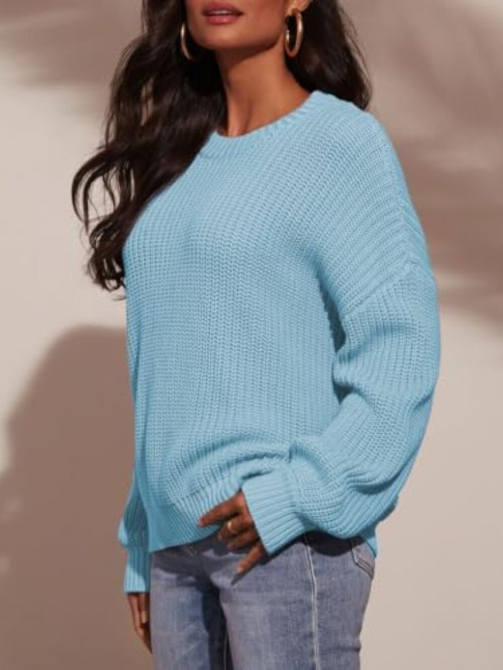 ๐ Womens Long Sleeve Sweater Jumper Crewneck Pullover Sweater Casual Tops Cute - Picture 3 of 5